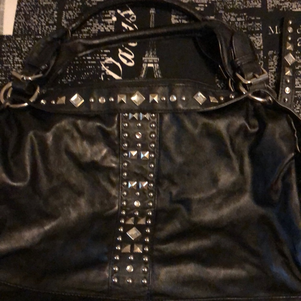 Black studded hobo style purse